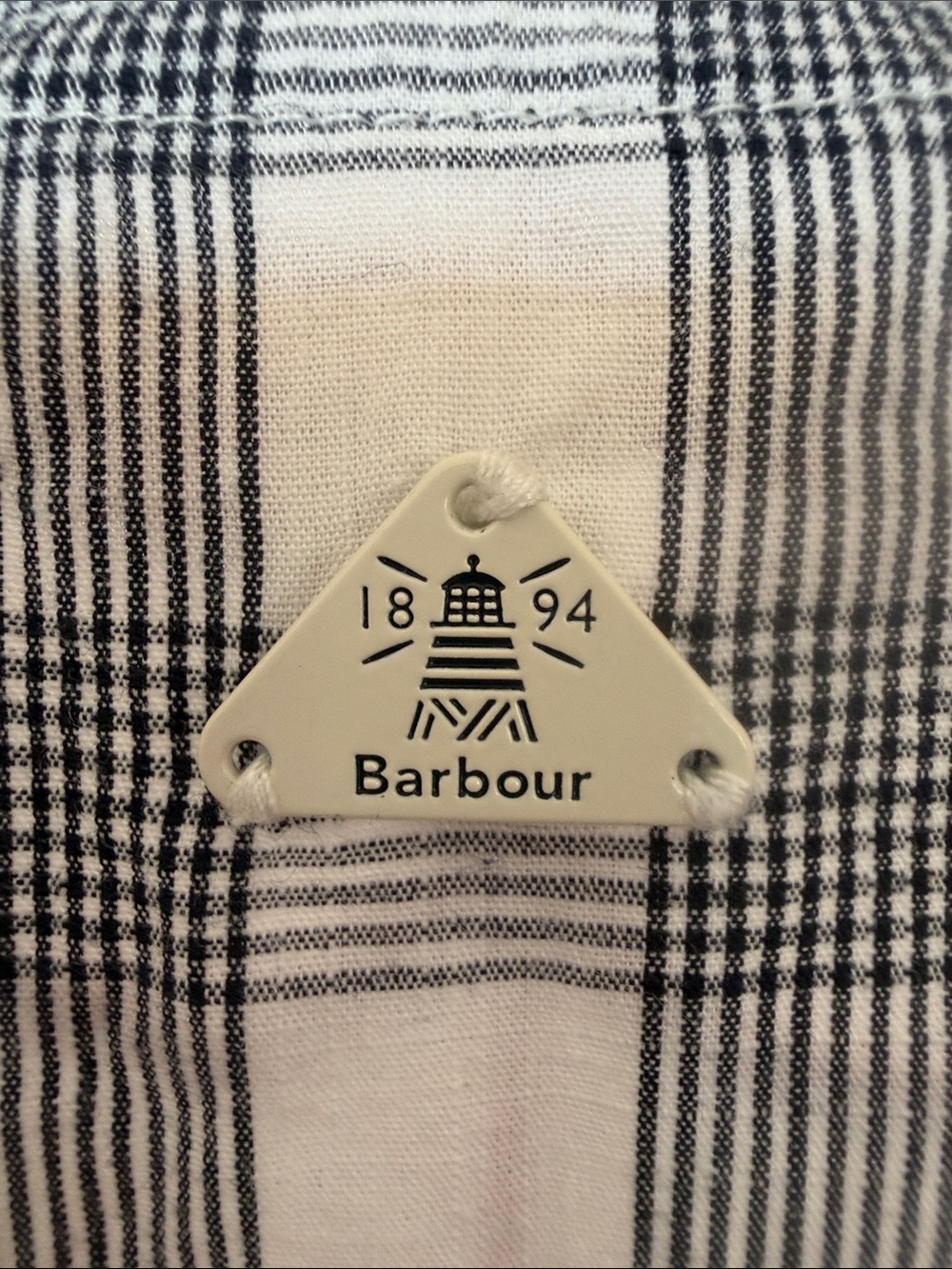 Barbour Gray and White Gingham Long Sleeve Maxi Dress with Waist Tie - Picture 2 of 12